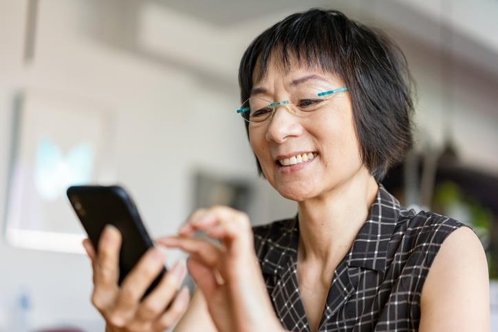 A lady with her mobile phone