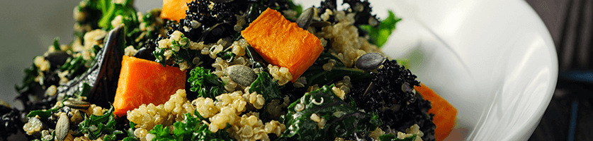 Sweet potato and mushroom mess with kale