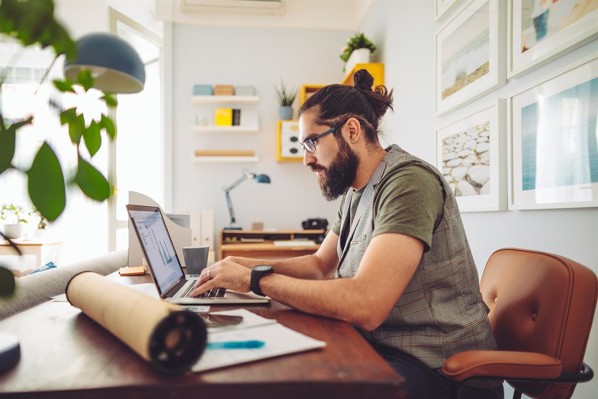 A man in his home office