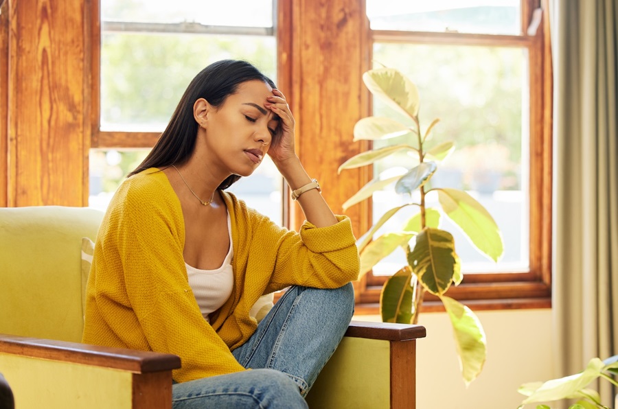 young lady looking very stressed