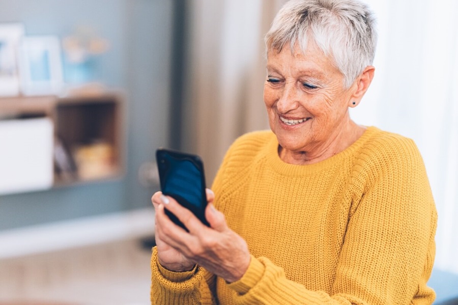 A lady using their mobile app