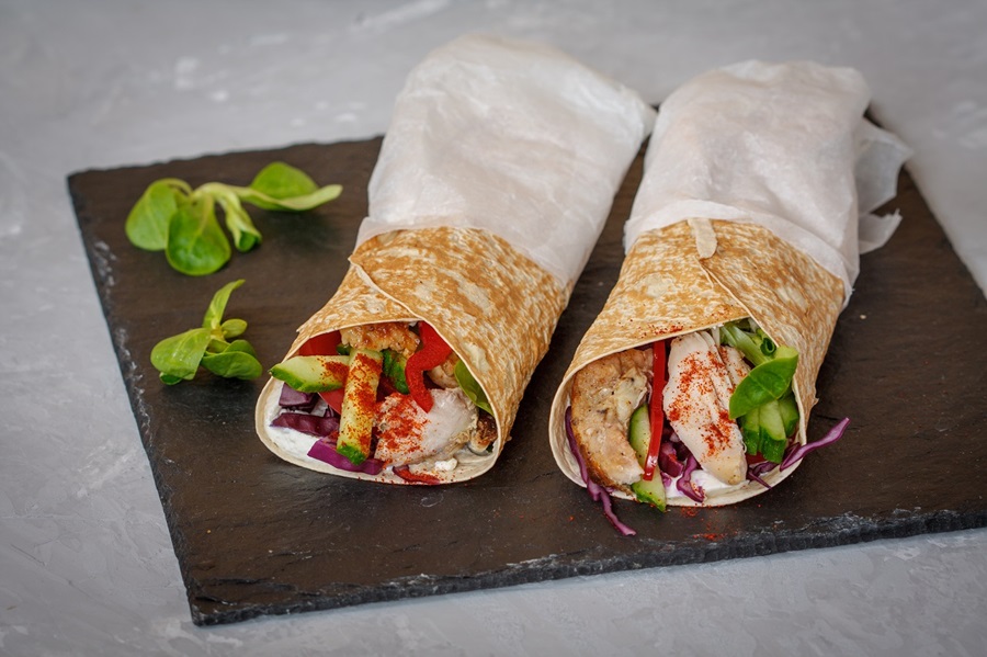 hot roast chicken wraps