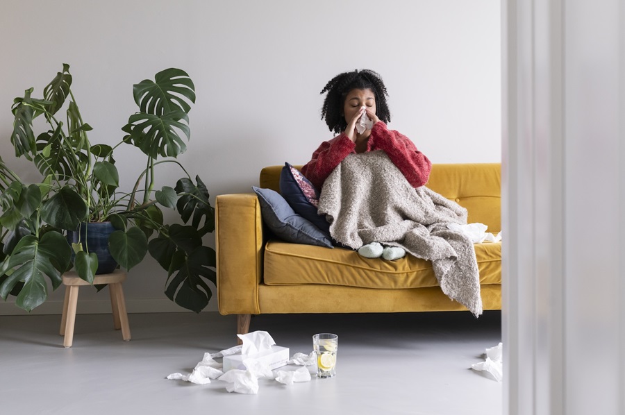 Lady having a cold