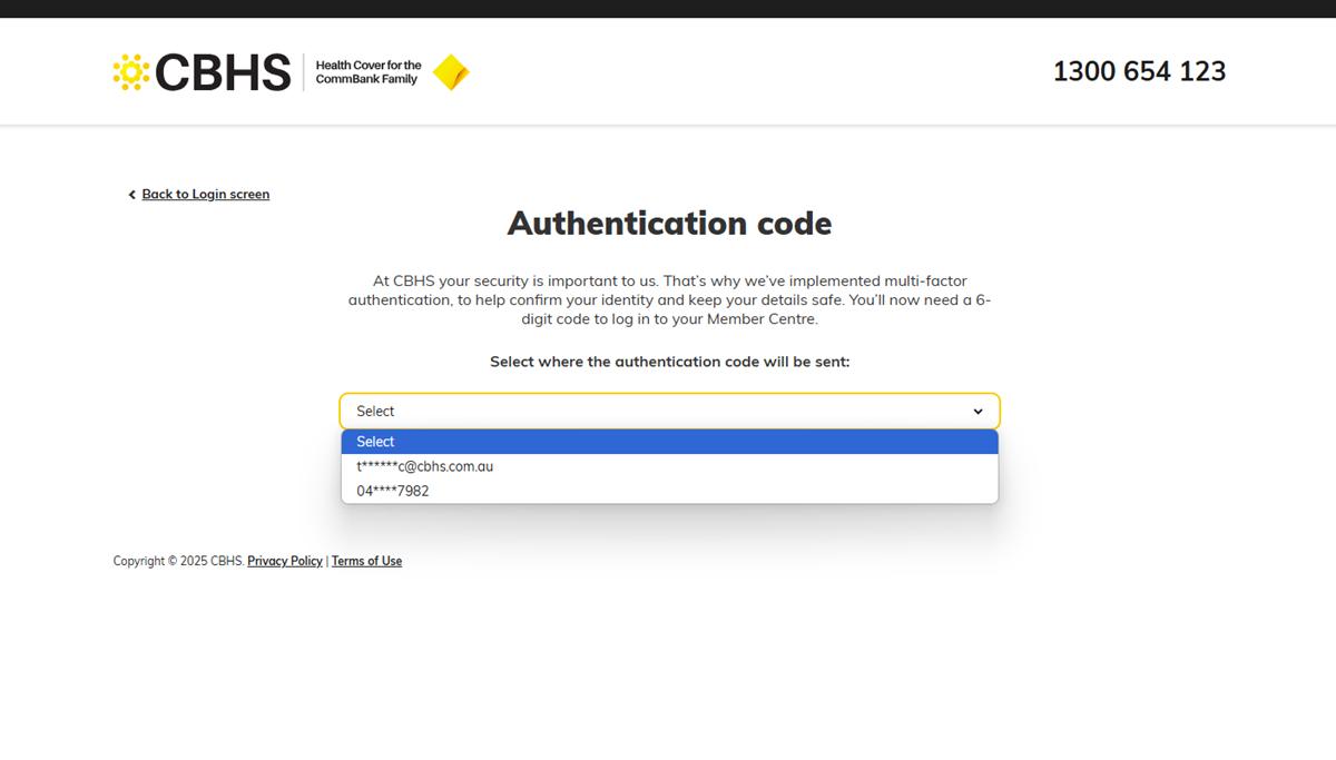 Member centre login with authentication