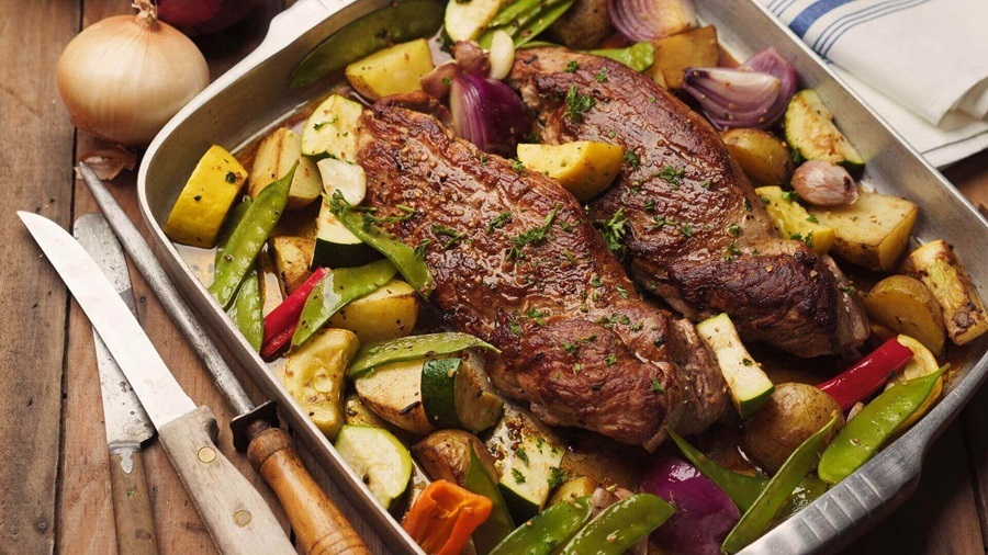 Garlic lemon pork with vegetables