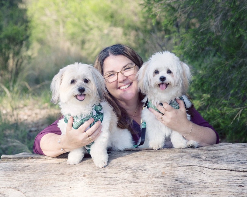 Robyn with her beloved dogs, Zoe and Daisy