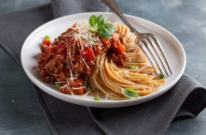 vegetarian protein loaded spaghetti