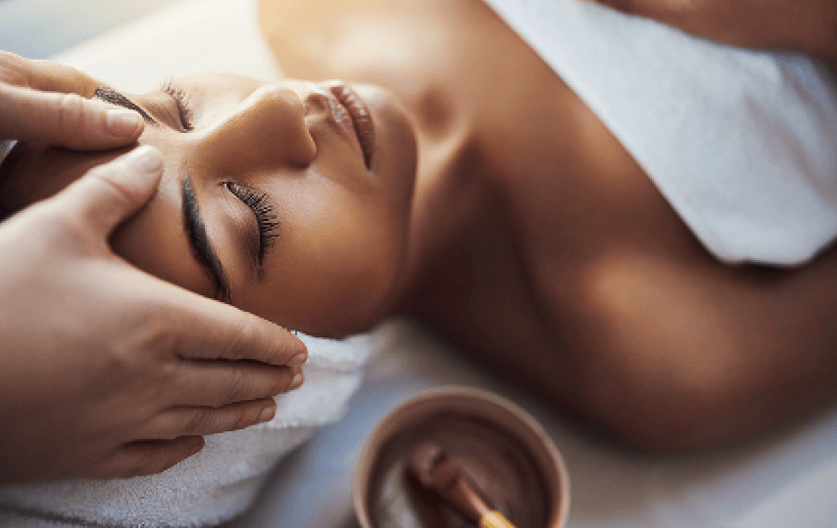 A lady having head massage